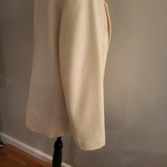 VTG Dumas Womens Ivory 100% Wool One Button Blazer Jacket Petite size 4 Preppy - Picture 12 of 12